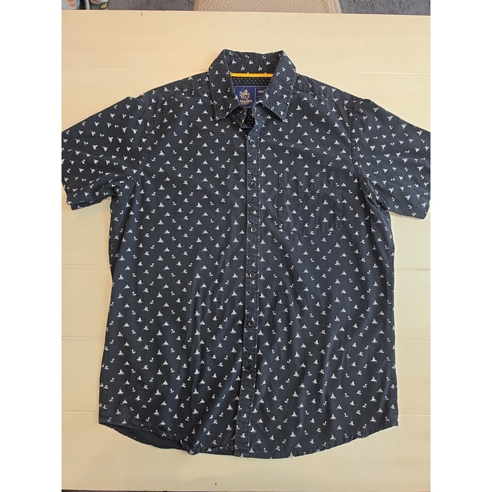 Rugby University Mens Button Up Shirt Size Medium Nauticle Pattern